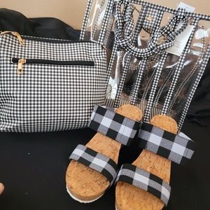 Purse Clear Black & White Purse Make Up & Shoes